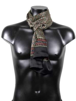 Foulard noir en soie pour homme imprimés dorés bordeaux