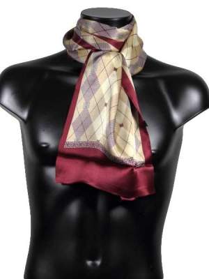 Foulard en soie pour homme losanges tons bordeaux