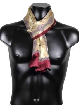 Foulard en soie pour homme losanges tons bordeaux