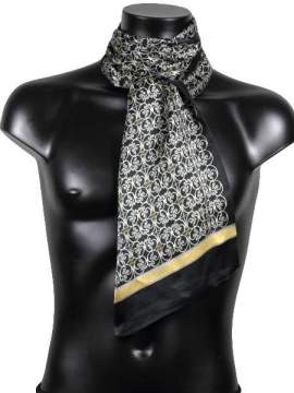 Foulard en soie pour homme imprimés beige et dorés