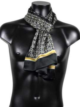 Foulard en soie pour homme imprimés beige et dorés