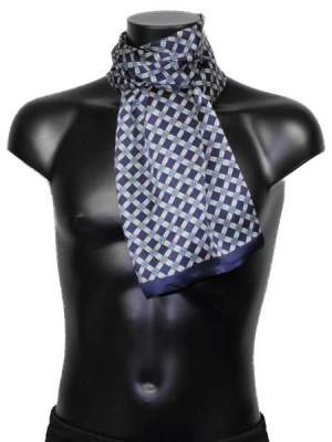 Foulard en soie pour homme type losanges bleus