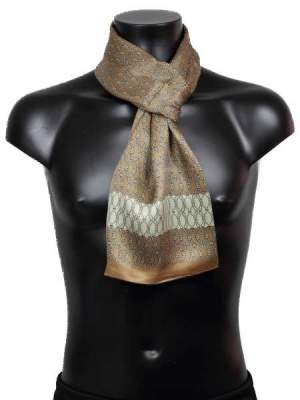 Foulard en soie pour homme marron clair imprimé cordes