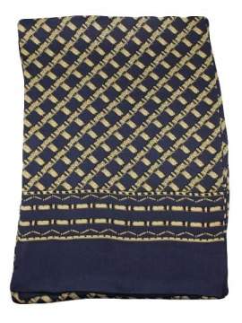 Foulard en soie pour homme bleu marine imprimé croisillons