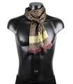 Foulard en soie pour homme marron foncé imprimé cordes dorées