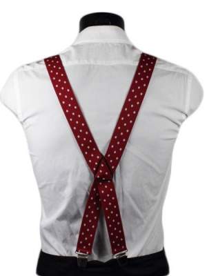 bretelles bordeaux pour homme à gros pois