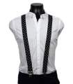 bretelles pour homme noires 130 cm à gros pois blancs