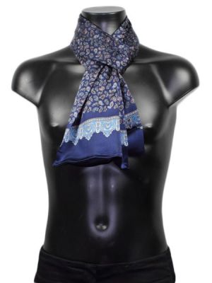 Foulard motif cachemire bleu pour homme en soie