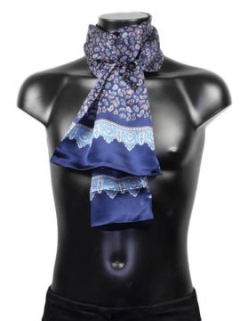 Foulard motif cachemire bleu pour homme en soie