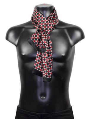 Foulard pour homme en soie formes noir rouge blanc